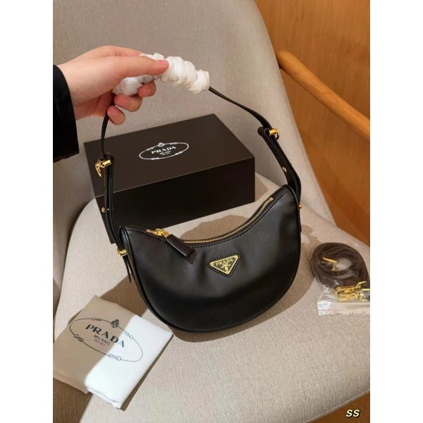 Light luxury brand Prada Arque crossbody bag hobo underarm bag crescent bag factory direct sales free shipping