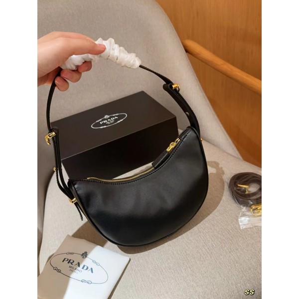 Light luxury brand Prada Arque crossbody bag hobo underarm bag crescent bag factory direct sales free shipping