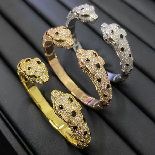 Classic Brand Cartier HE New Product Full Diamond Spotted Double Headed Leopard Bracelet Factory Direct Sales Free Shipping