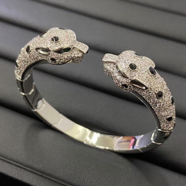 Classic Brand Cartier HE New Product Full Diamond Spotted Double Headed Leopard Bracelet Factory Direct Sales Free Shipping