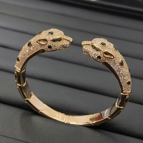 Classic Brand Cartier HE New Product Full Diamond Spotted Double Headed Leopard Bracelet Factory Direct Sales Free Shipping