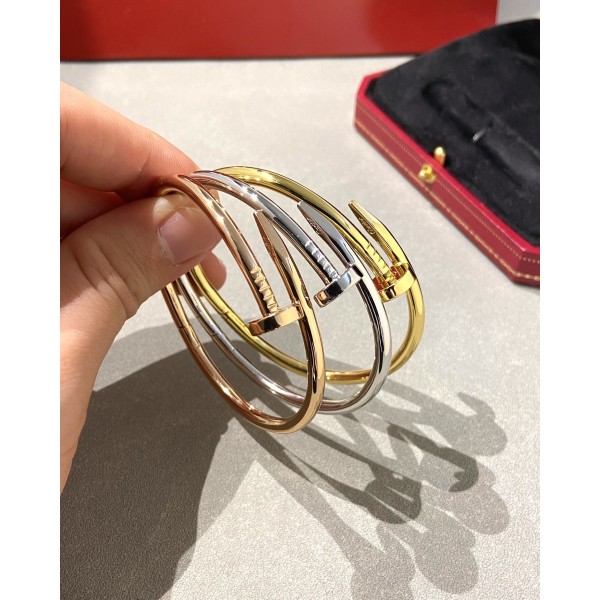 Light Luxury Brand Cartier Classic Nail Bracelet Wide Version Electroplated 3 Layers of 18K Gold High Quality Jewelry Factory Direct Sales Free Shipping