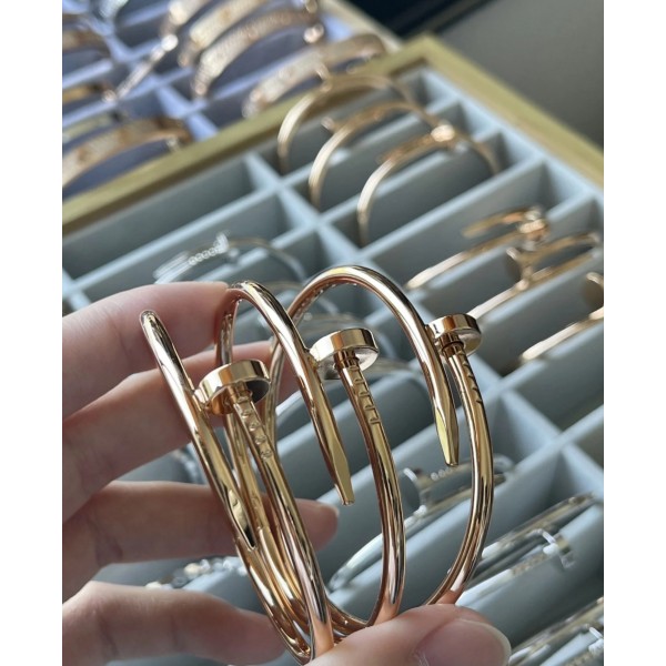 Light Luxury Brand Cartier Classic Nail Bracelet Wide Version Electroplated 3 Layers of 18K Gold High Quality Jewelry Factory Direct Sales Free Shipping