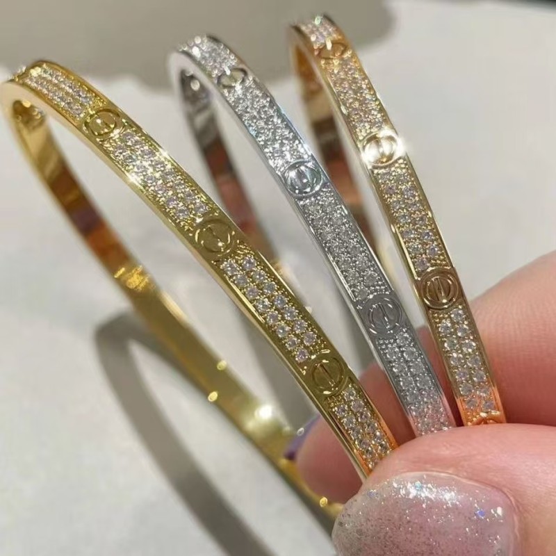 High End Brand Cartier Narrow Version Starry Sky Bracelet Plated with 3 Layers of Real Gold High-quality for  Women Jewelry