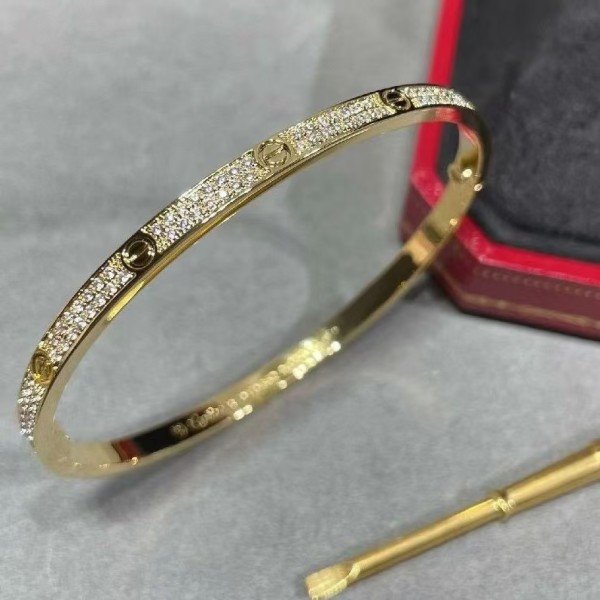 High End Brand Cartier Narrow Version Starry Sky Bracelet Plated with 3 Layers of Real Gold High-quality for  Women Jewelry 