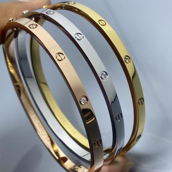 High End Brand Cartier Narrow Version 6 Diamonds Bracelet Plated with 3 Layers of Real Gold High-quality Jewelry Factory Direct Sales Free Shipping