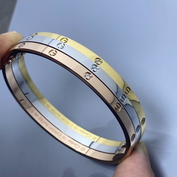 High End Brand Cartier Narrow Version 6 Diamonds Bracelet Plated with 3 Layers of Real Gold High-quality Jewelry Factory Direct Sales Free Shipping