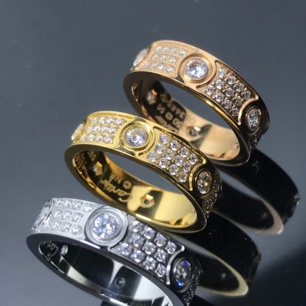 Light Luxury Brand Cartier Classic Main Diamond Three-row Star Ring Factory Direct Sales Free Shipping