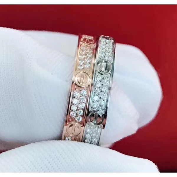 Light Luxury Brand Cartier Classic Ring Two-row Diamond Ring High Quality Jewelry Factory Direct Sales Free Shipping