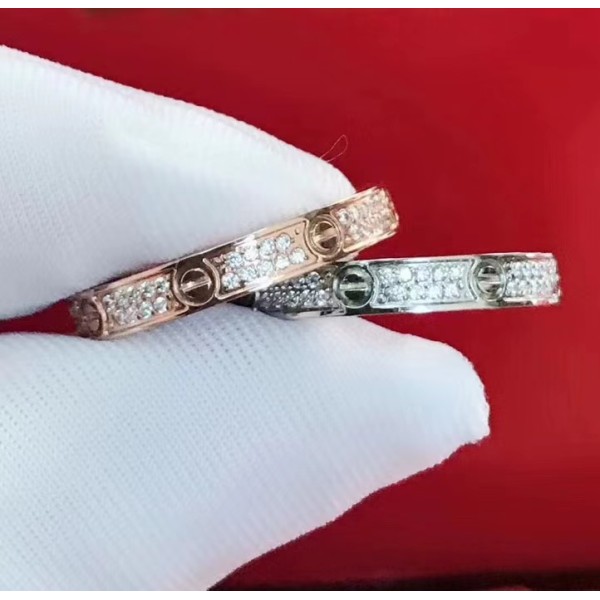 Light Luxury Brand Cartier Classic Ring Two-row Diamond Ring High Quality Jewelry Factory Direct Sales Free Shipping