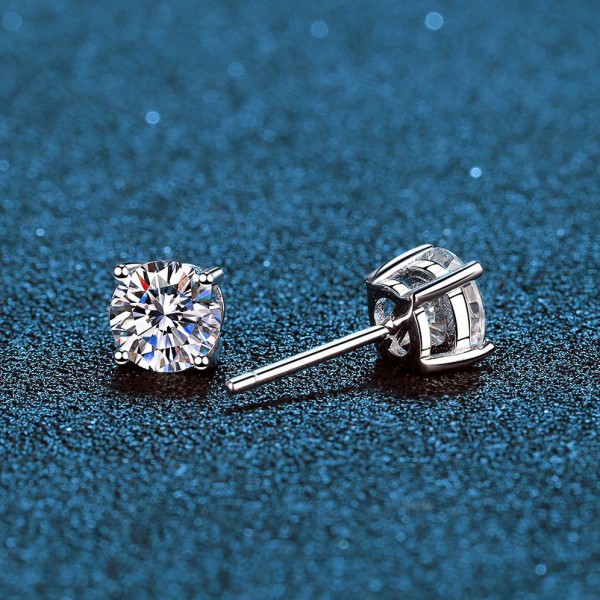 S925 Silver Earnail Mozambique Stone Earpiece Classic Four Claw Mozambique Diamond Earnail Precision Plated Platinum Temperament Minimally designed earrings