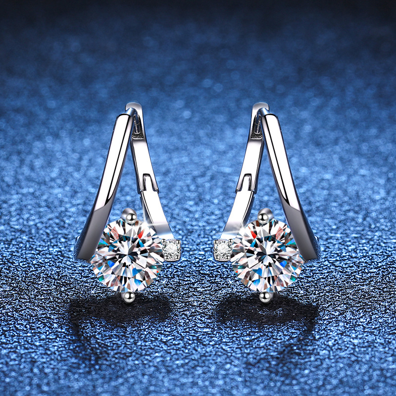 S925 silver moissanite earrings women's earrings earrings light luxury fashion exquisite quality 1 carat D color Mozambique earrings