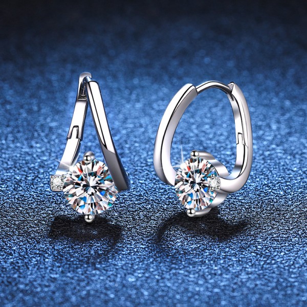 S925 silver moissanite earrings women's earrings earrings light luxury fashion exquisite quality 1 carat D color Mozambique earrings