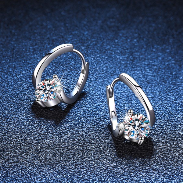 S925 silver moissanite earrings women's earrings earrings light luxury fashion exquisite quality 1 carat D color Mozambique earrings