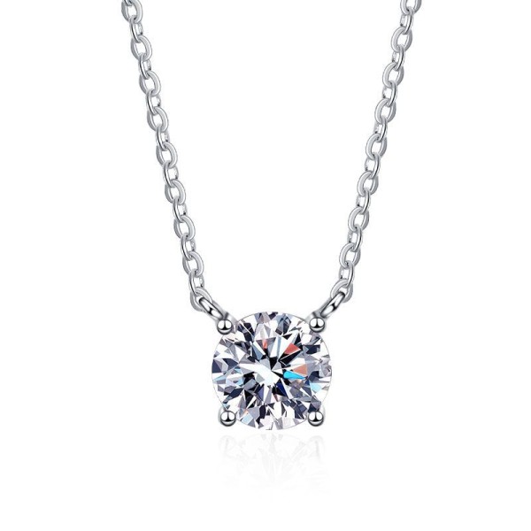 Popular s925 sterling silver moissanite 1-carat necklace for women's light luxury four claw plated pt950 moissanite diamond collarbone chain