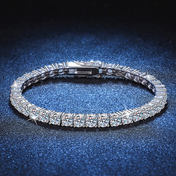 High quality s925 silver plated platinum moissanite bracelet full row moissanite tennis bracelet