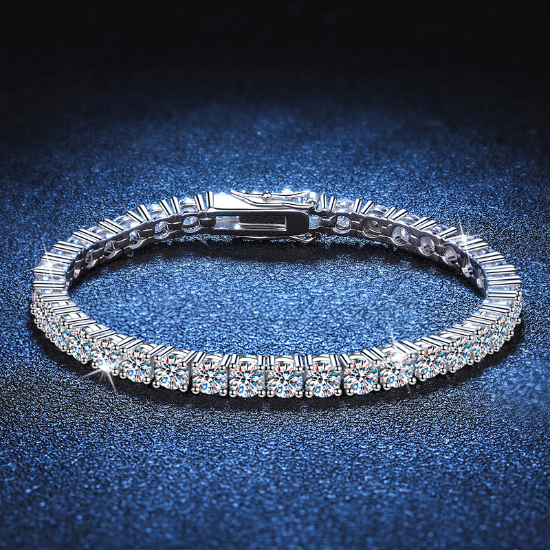 High quality s925 silver plated platinum moissanite bracelet full row moissanite tennis bracelet