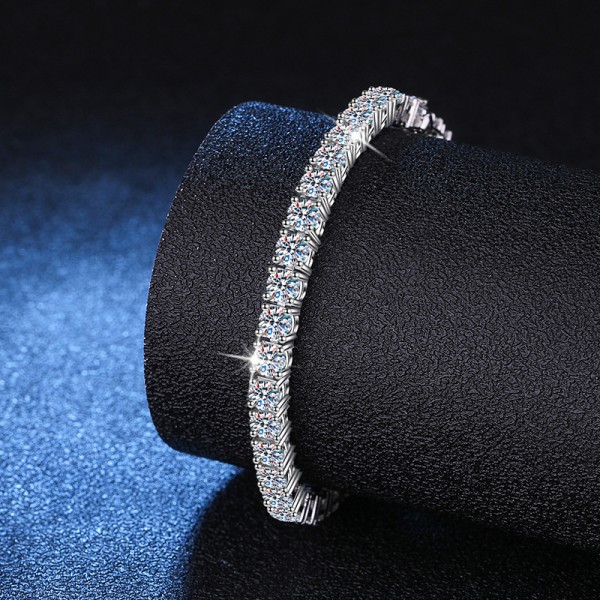 High quality s925 silver plated platinum moissanite bracelet full row moissanite tennis bracelet 