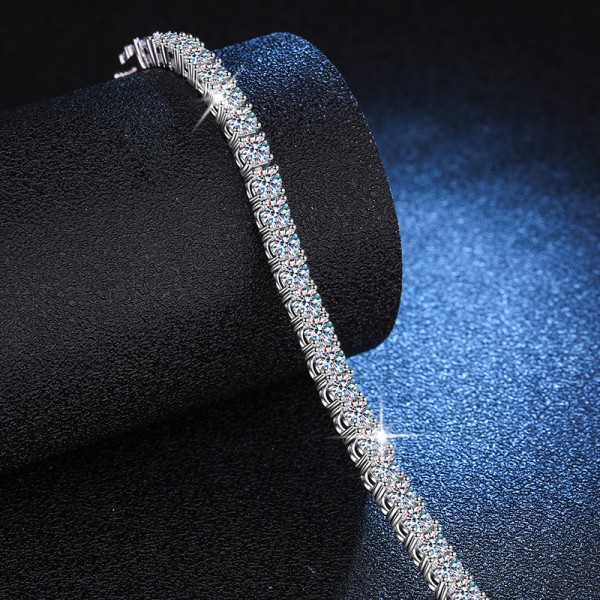 High quality s925 silver plated platinum moissanite bracelet full row moissanite tennis bracelet