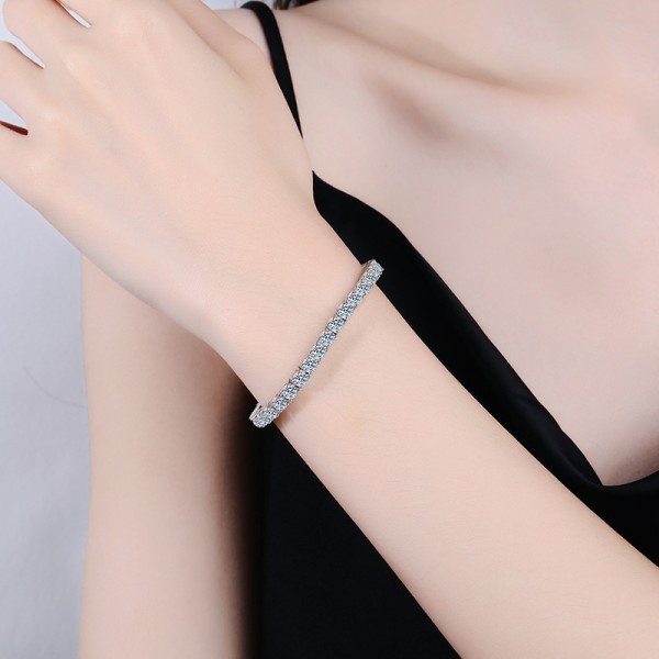 High quality s925 silver plated platinum moissanite bracelet full row moissanite tennis bracelet