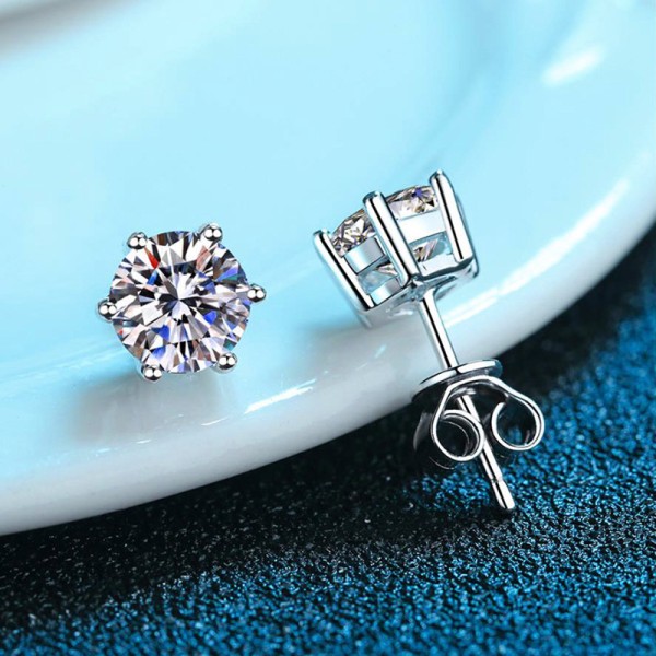 S925 Silver Earnail Moissanite Earrings Classic Six Claw Earnail Platinum Plated Elegant Simple Earaccessory Moissanite Earnail 