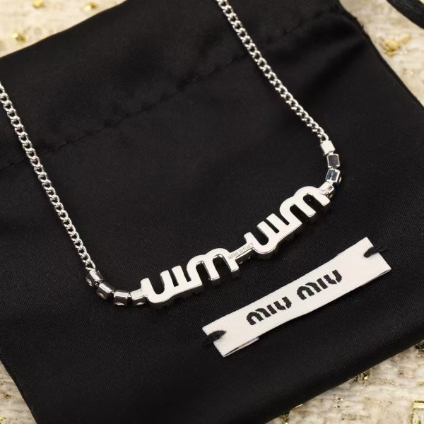 MIUMIU Full Diamond Letter Swarovski Crystal Necklace