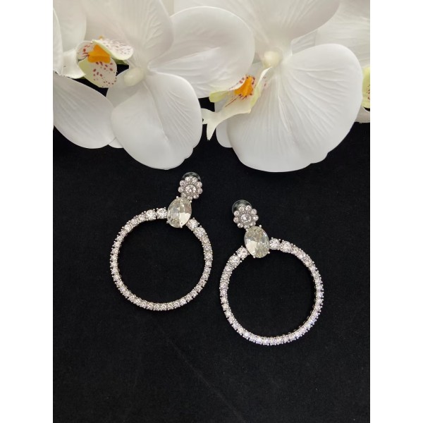 MIUMIU Swarovski crystal flower large circle earrings