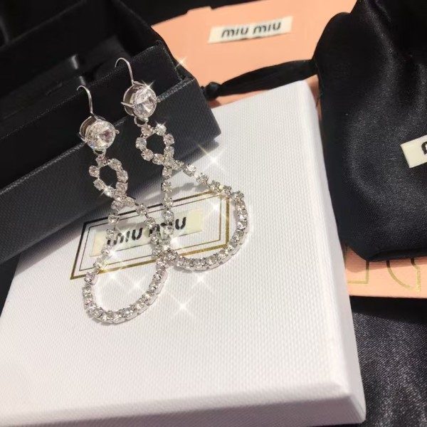 MIUMIU 8-shaped rhinestone earrings