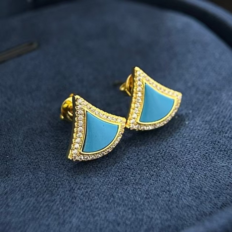 Classic Brand Bvlgari Skirt Earrings Blue Jade Pulp Ear Stud Factory Direct Sales Free Shipping