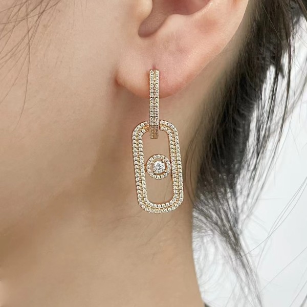 Classic brand Messika large full diamond dynamic earrings factory direct sales free shipping