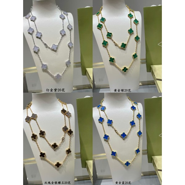 High Quality Classic Clover Necklace for Women Natural Gemstone 20 Flower Necklace Wedding And Engagement Accessories