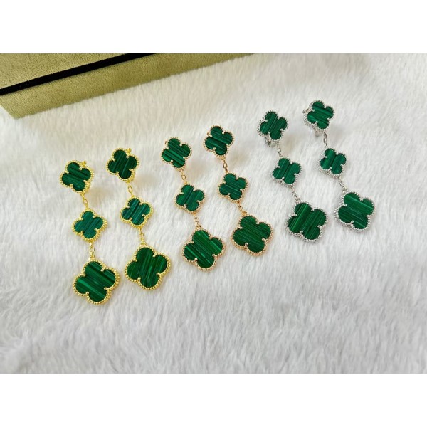 High Quality Classic Clover 3 Flowers Earrings for Women Natural Gemstone Wedding And Engagement Accessories