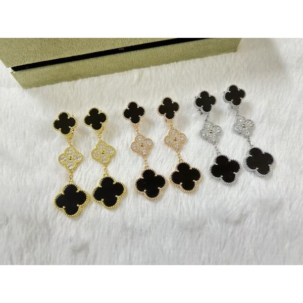 High Quality Classic Clover 3 Flowers Earrings for Women Natural Gemstone Wedding And Engagement Accessories 