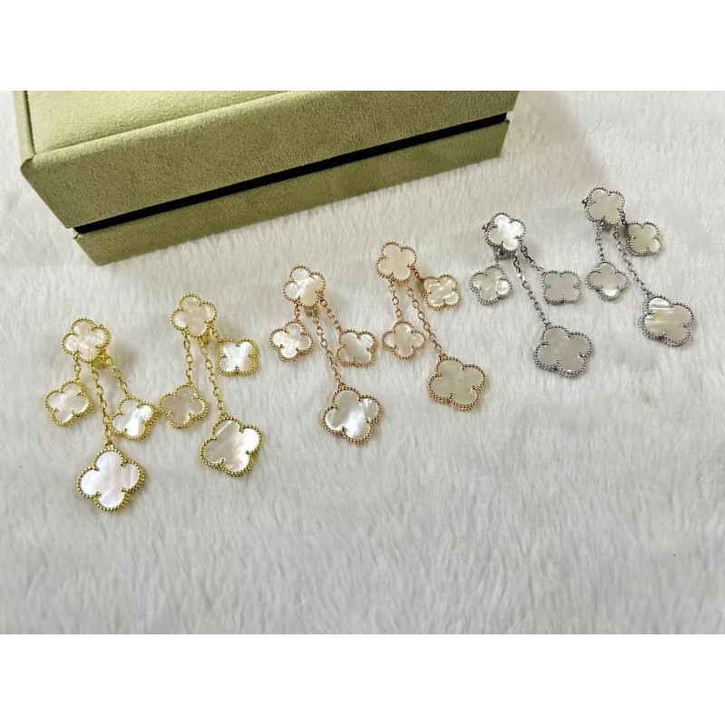 High Quality Classic Clover 4 Flowers Earrings for Women Natural Gemstone Wedding And Engagement Accessories