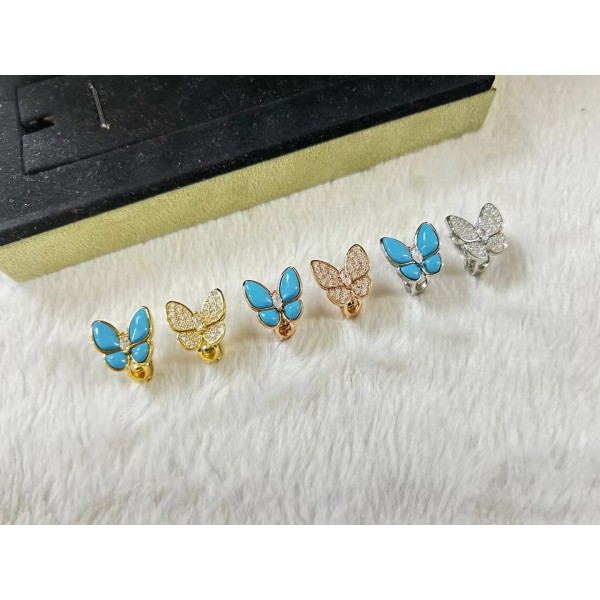 Classic brand Van Cleef & Arpels earrings butterfly turquoise and white diamond ear clip  factory direct sales free shipping