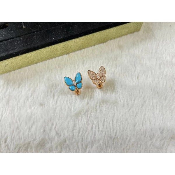 Classic brand Van Cleef & Arpels earrings butterfly turquoise and white diamond ear clip  factory direct sales free shipping