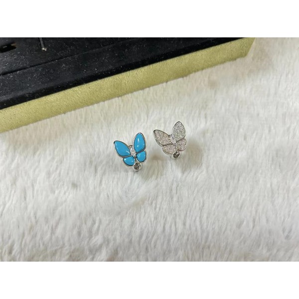 Classic brand Van Cleef & Arpels earrings butterfly turquoise and white diamond ear clip  factory direct sales free shipping