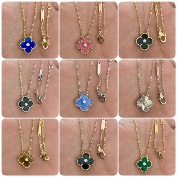 High Quality Classic Clover Diamond Necklace for Women with Natural Gemstone 15mm Pendant Necklace Wedding and Engagement Accessorie