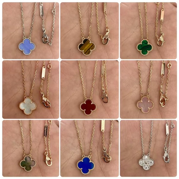 High Quality Classic Clover Necklace for Women Natural Gemstone 15mm Pendant Necklace Wedding And Engagement Accessories