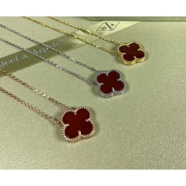 High Quality Classic Clover Necklace for Women Natural Gemstone 15mm Pendant Necklace Wedding And Engagement Accessories