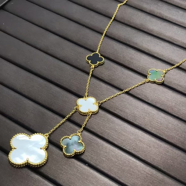 Classic Brand Van Cleef&Arpels Natural Gemstone Size Flower Irregular 6-flower Necklace for Women Factory Direct Sales Free Shipping