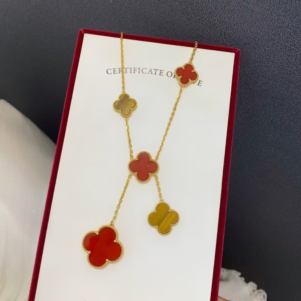 Classic Brand Van Cleef&Arpels Natural Gemstone Size Flower Irregular 6-flower Necklace for Women Factory Direct Sales Free Shipping