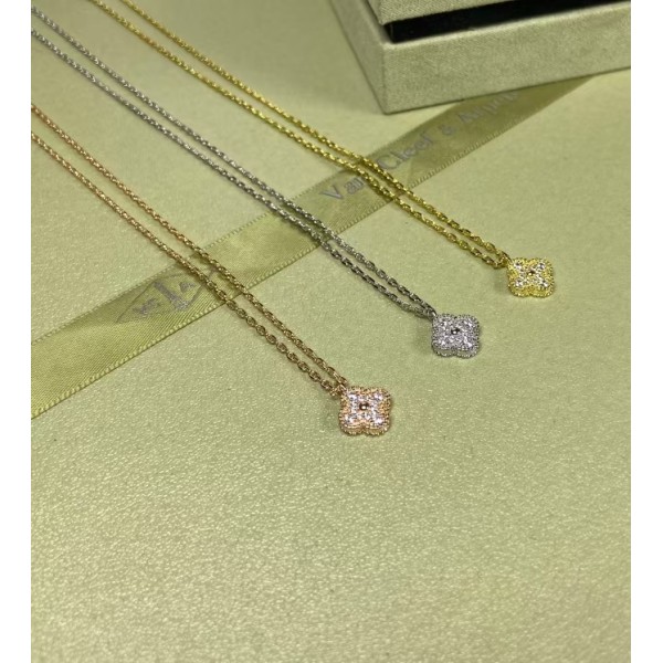 High Quality Classic Clover Necklace for Women Natural Gemstone 9mm Pendant Mini Necklace Wedding And Engagement Accessories