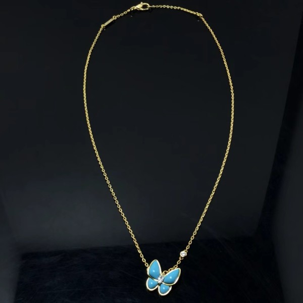 Classic brand Van Cleef & Arpels necklace light blue turquoise butterfly necklace factory direct sales free shipping