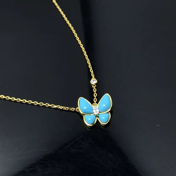 Classic brand Van Cleef & Arpels necklace light blue turquoise butterfly necklace factory direct sales free shipping 